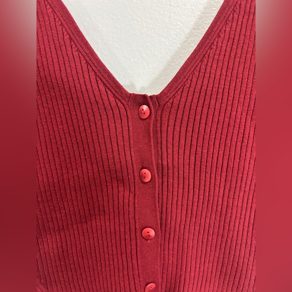 Madewell The Signature Knit Button-Front Sweater Tank Garnet Small Basic Solid - Picture 8 of 8